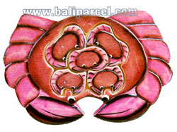 Wooden Painted Crab Puzzle, And 5 Small Crabs.