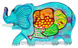 Wooden Painted Elephant Puzzle, And 5 Small Mixed Animal.