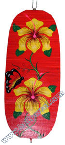 Wooden Wind Dancer With Flowers And Butterfly Painted