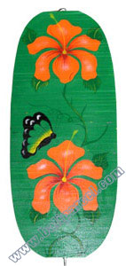 Wooden Wind Dancer With Flowers And Butterfly Painted