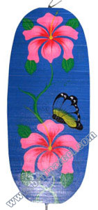 Wooden Wind Dancer With Flowers And Butterfly Painted