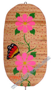 Wooden Wind Dancer With Flowers And Butterfly Painted
