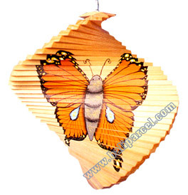 Wooden Wind Dancer With Butterfly Painted
