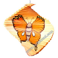Wooden Wind Dancer With Butterfly Painted