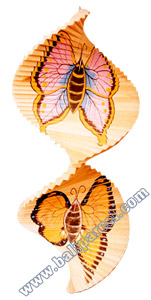 Wooden Wind Dancer With Butterfly Painted
