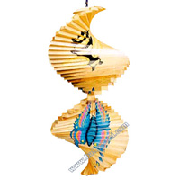 Wooden Wind Dancer With Butterfly Painted