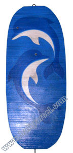 Wooden Wind Dancer With Dolphins Painted