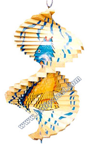 Wooden Wind Dancer With Fish Painted