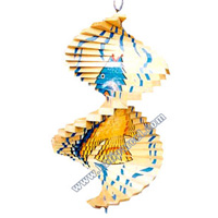 Wooden Wind Dancer With Fish Painted