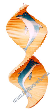 Wooden Wind Dancer With Dolphins Painted