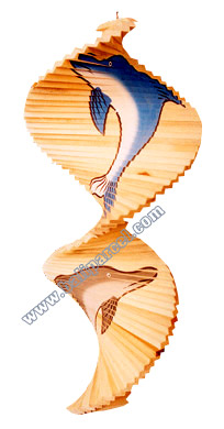 Wooden Wind Dancer With Dolphins Painted