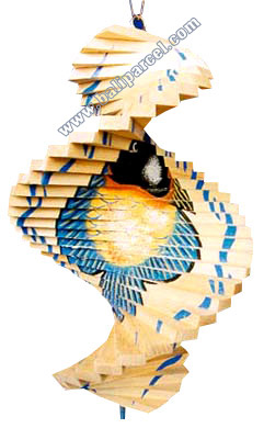 Wooden Wind Dancer With Fish Painted