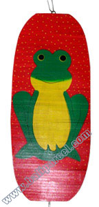 Wooden Wind Dancer With Frog Painted