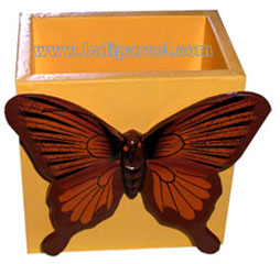 Pencil Holder, Handpainted With Butterfly.