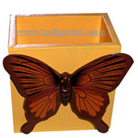 Pencil Holder, Handpainted With Butterfly.