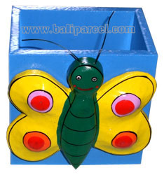 Pencil Holder, Handpainted With Butterfly.