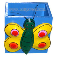 Pencil Holder, Handpainted With Butterfly.