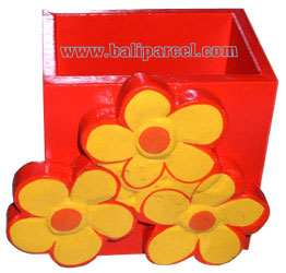 Pencil Holder, Handpainted With Flowers.