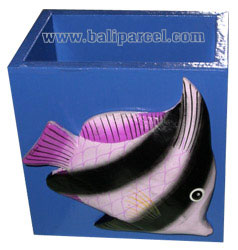 Pencil Holder, Handpainted With Fish
