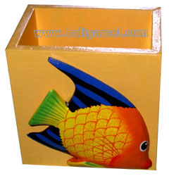 Pencil Holder, Handpainted With Fish