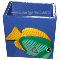 Pencil Holder, Handpainted With Fish