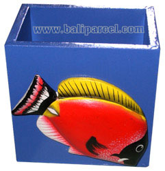 Pencil Holder, Handpainted With Fish