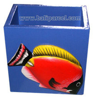 Pencil Holder, Handpainted With Fish