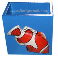 Pencil Holder, Handpainted With Fish
