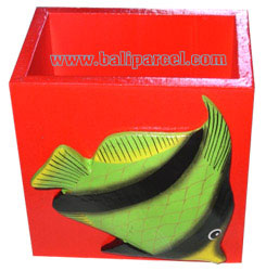 Pencil Holder, Handpainted With Fish
