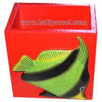 Pencil Holder, Handpainted With Fish