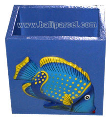 Pencil Holder, Handpainted With Fish