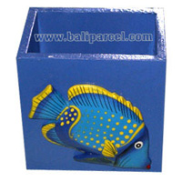 Pencil Holder, Handpainted With Fish