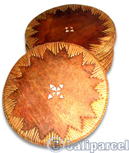 Coaster Set Of 10, Handmade From Rattan And Wood.