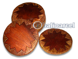 Coaster Set Of 10, Handmade From Rattan And Wood.