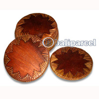 Coaster Set Of 10, Handmade From Rattan And Wood.