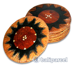 Coaster Set Of 10, Handmade From Rattan And Wood.