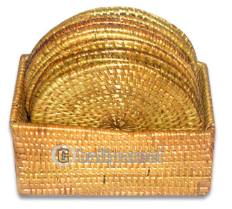 Coaster Set Of 10, Handmade From Rattan With Box.