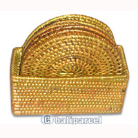 Coaster Set Of 10, Handmade From Rattan With Box.