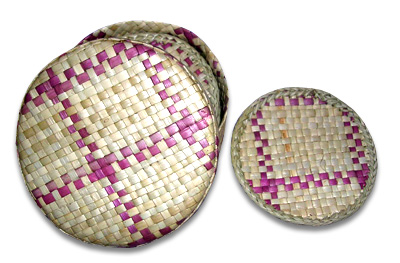 Coaster Set Of 6, Handmade From Palm Leaf.