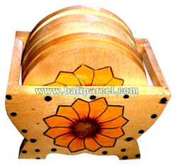 Hand Painted Coaster With Sun Flower, Set Of 6.