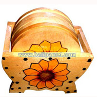 Hand Painted Coaster With Sun Flower, Set Of 6.