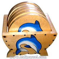 Hand Painted Coaster With Dolphin, Set Of 6.