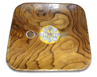 Bread Platter, Handmade From Wood And Sea Shell.