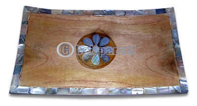 Bread Platter, Handmade From Wood And Sea Shell.