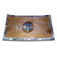 Bread Platter, Handmade From Wood And Sea Shell.