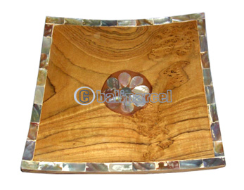 Bread Platter, Handmade From Wood And Sea Shell.