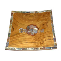 Bread Platter, Handmade From Wood And Sea Shell.