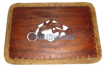 Placemate, Handmade From Rattan And Wood. 