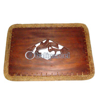 Placemate, Handmade From Rattan And Wood. 