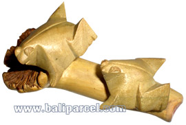 Wooden 2 Frogs, With Parasite Wood